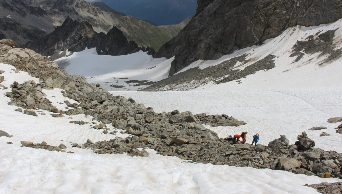 Am Übergang vom Gletscher auf den Fels | © Stefan Weinmann